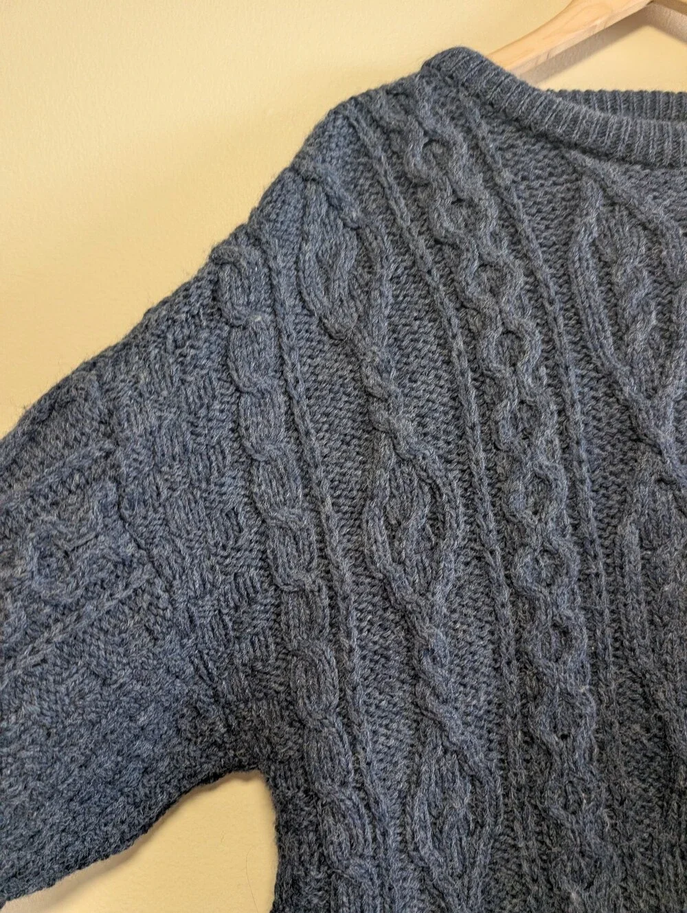 Adirondacks Ireland 100% Merino Wool Cable Knit Sweater L
